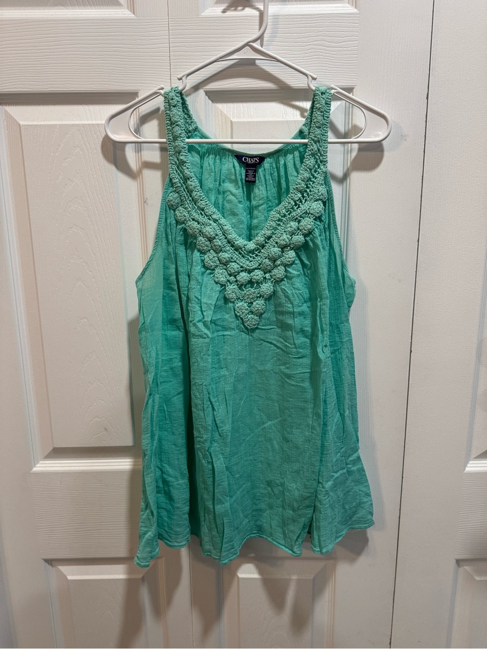Chaps Mint Green Crochet-Trim Sleeveless Tank
